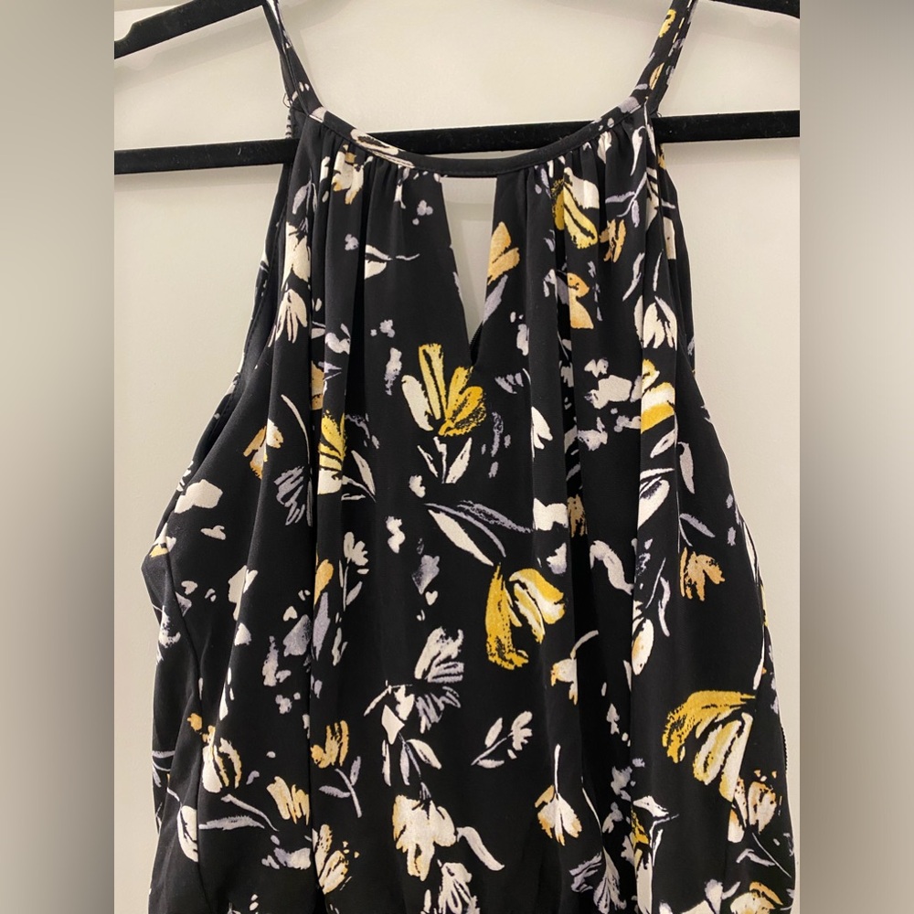 Yellow back and white floral romper
